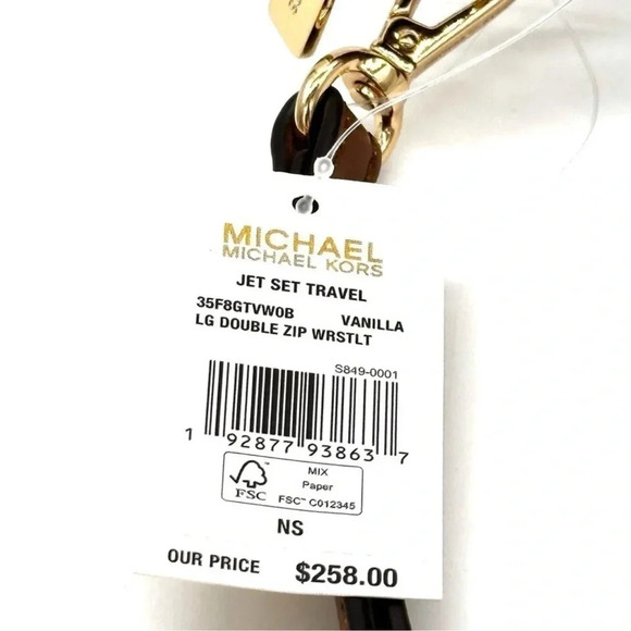 Michael Kors Double Zip Wallet Wristlet Vanilla Leather (NWT) - Picture 7 of 7